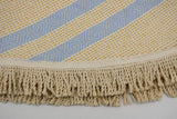Blue and Yellow 100% Cotton Original Round Turkish Towel