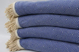 Blue 100% Cotton Original Round Turkish Towel