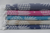 Pineapple Blue Gray 100% Cotton Original Turkish Towels