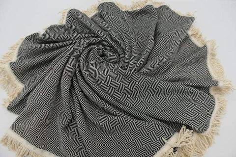 Black 100% Cotton Original Round Turkish Towel