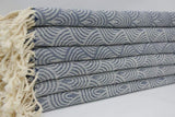 Navy Blue Waves 100% Cotton Original Turkish Towels