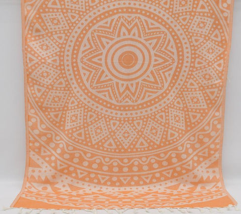 Orange Mandala 100% Cotton Original Turkish Towels