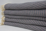 Navy Blue, Pink and Gray 100% Cotton Original Round Turkish Towel