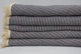Navy Blue, Pink and Gray 100% Cotton Original Round Turkish Towel