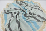 Black and Turquoise 100% Cotton Original Round Turkish Towel