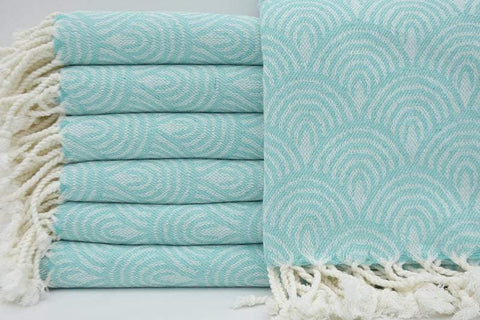 Mint Green Waves 100% Cotton Original Turkish Towels