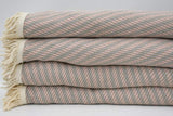 Pink, Beige and Gray 100% Cotton Original Round Turkish Towel