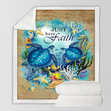 Just Have Faith Sea Turtle Soft Sherpa Blanket