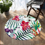 Tropical Floral Round Floor Mat
