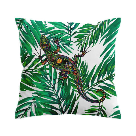Palm Leaves Gecko Cushion Cover