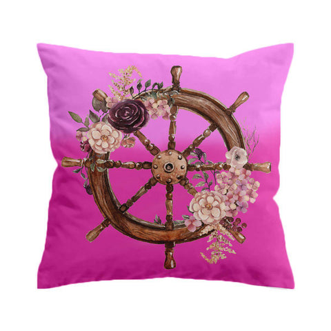 Pink Flowery Helm Cushion Cover