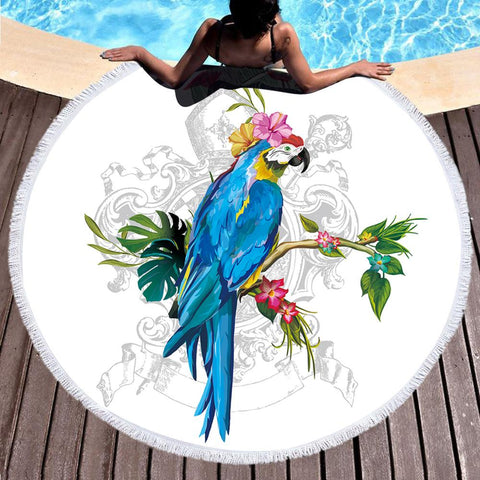 The Blue Macaw Round Towel
