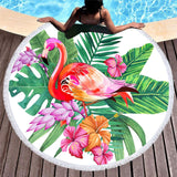 Tropical Flamingo Round Beach Towel
