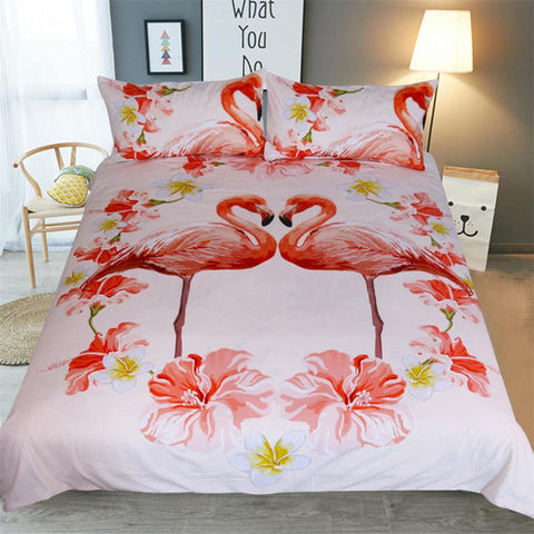 Flamingo and Hibiscus Passion Doona Cover Set