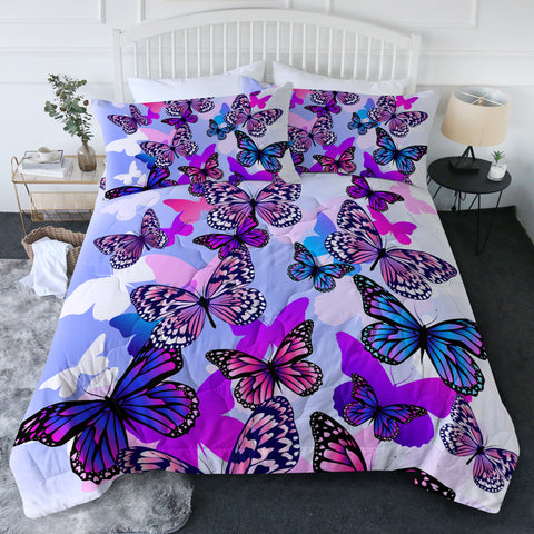 Purple Butterflies New Quilt Set