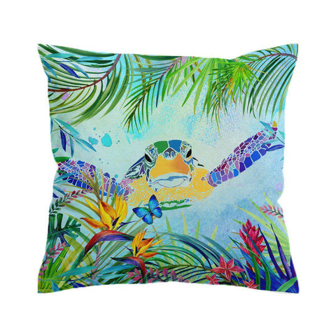 Sea Turtle and Butterfly Cushion Cover