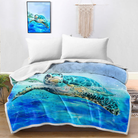 Sea Turtle Life Bedspread Blanket