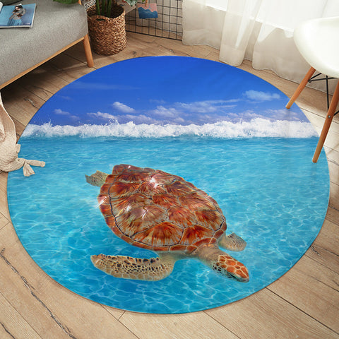 Sea Turtle Round Floor Mat