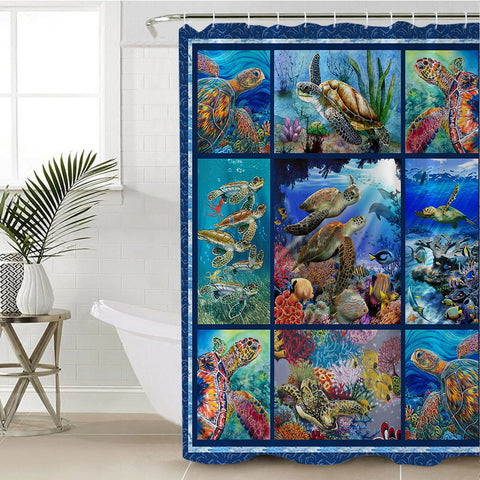 Sea Turtle Living Shower Curtain