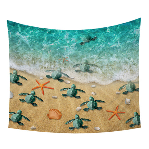 Happy Little Sea Turtles Tapestry