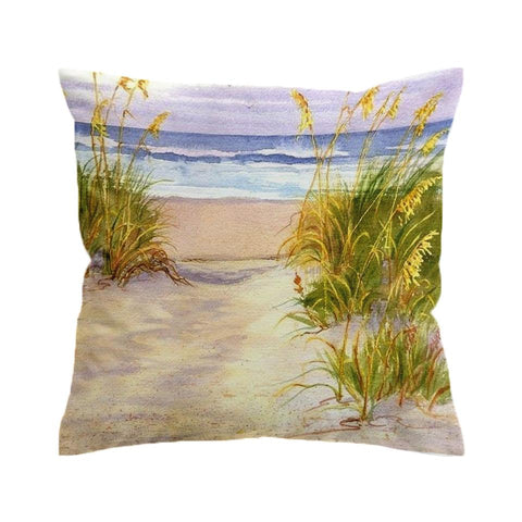 Seagrass Beach Painting 2 Cushion Cover