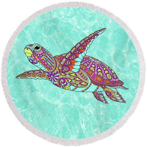 The Original Sea Turtle Spirit Round Beach Towel