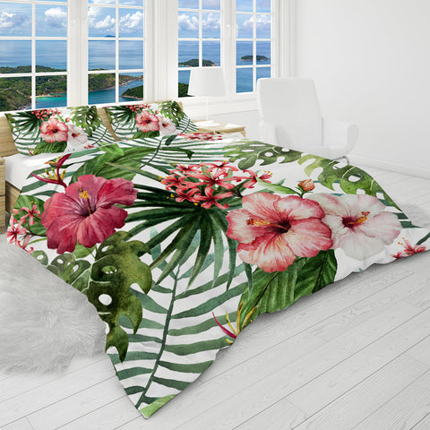 Tropical Hibiscus Reversible Bed Cover Set