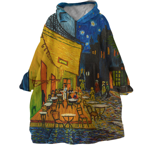 Van Gogh's Cafe at Night Wearable Blanket Hoodie