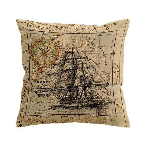 Vintage Nautical Map Cushion Cover